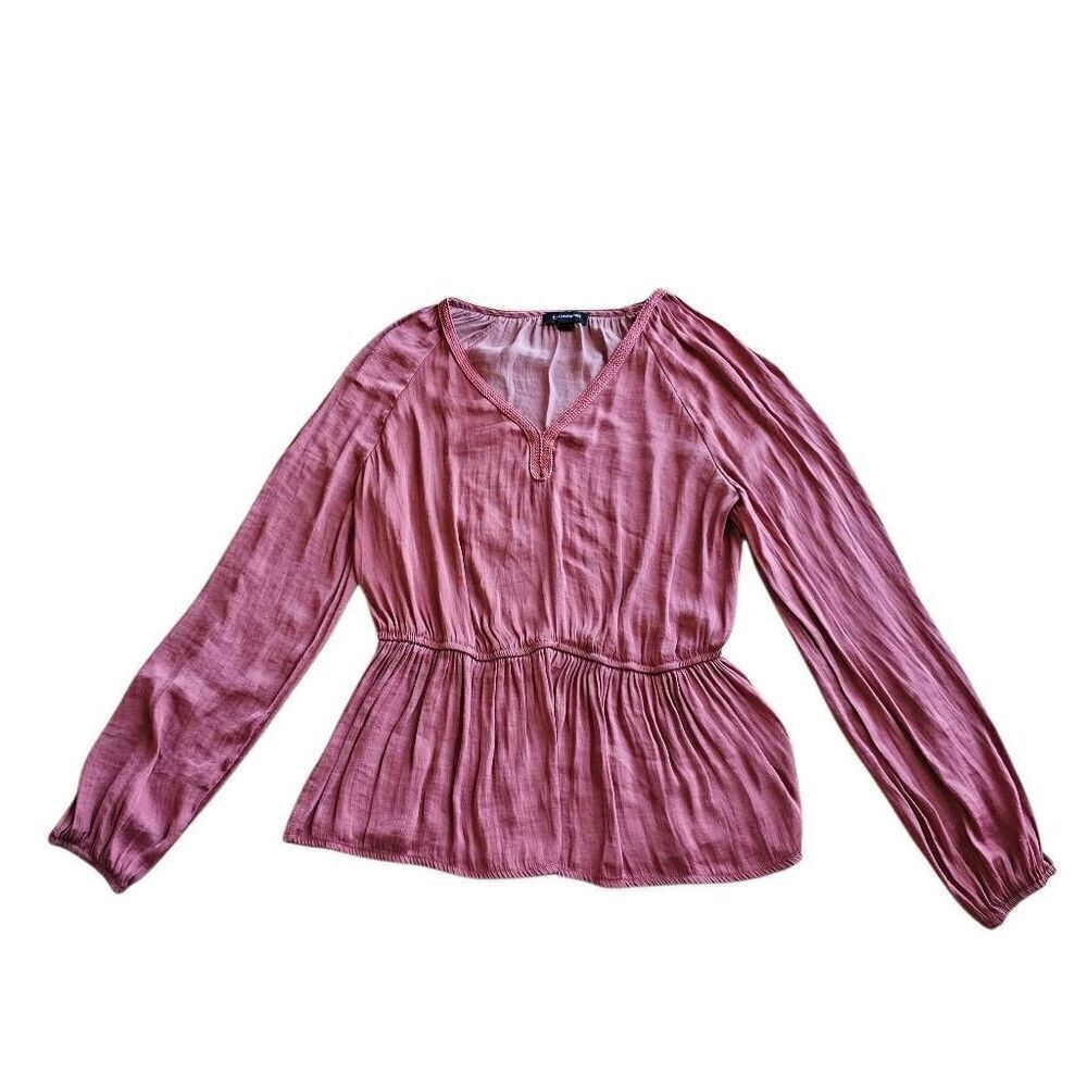 Calligraphie Anthropologie Sz M dusty pink satin blouse